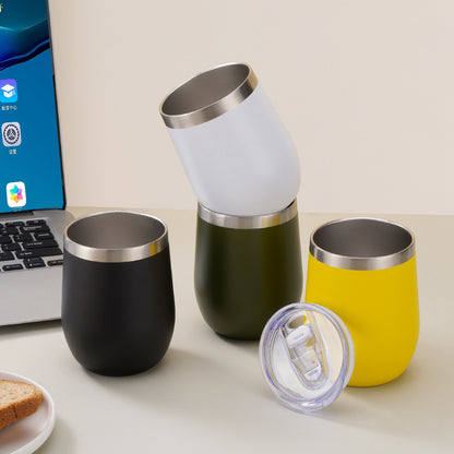 304 Stainless Steel Eggshell Cup Portable Cross-Border U-Shaped Wine Thermos Cup 12oz Cup American Style Wholesale Aviation Cup
