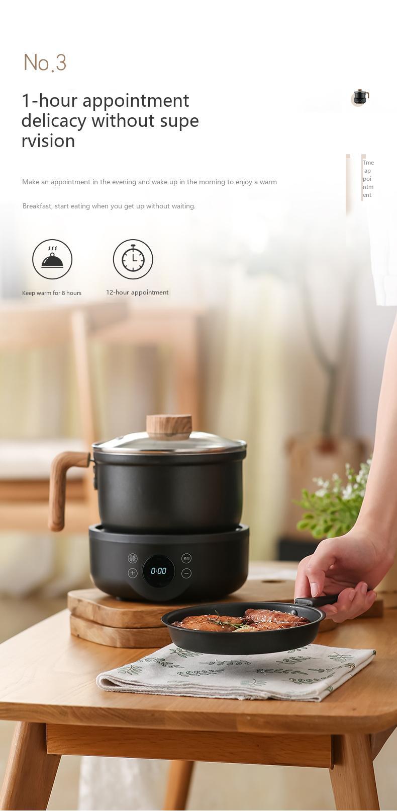 Cross-border 110V/220V English packaging household full-automatic multifunctional split 1.8-liter electric cooking pot European, British and American regulations