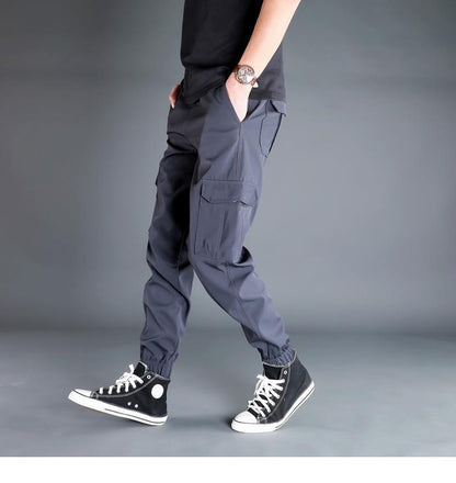 Ice Silk Crock Pants Men's Leg-tipped Summer Thin Casual Pants Loose plus size Quick-drying Pants Fashion Brand Sports Pants