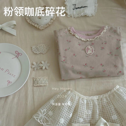 Spot Large and Small Roll Heyhoney24 Lycra Cotton Boys and Girls Autumn Clothes Intimates Printed Home Clothes Pajamas Two-Piece Set
