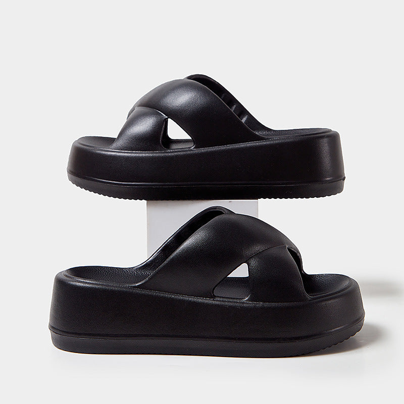 Thick-Soled Sandals for Women's Outer Wear, Fashionable 2024 Summer New Style, Two-Wear Beach Sandals with Holes in the Shoes