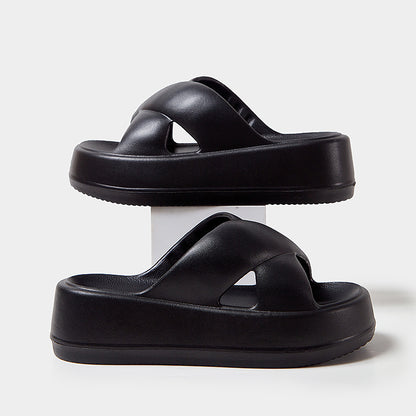 Thick-Soled Sandals for Women's Outer Wear, Fashionable 2024 Summer New Style, Two-Wear Beach Sandals with Holes in the Shoes