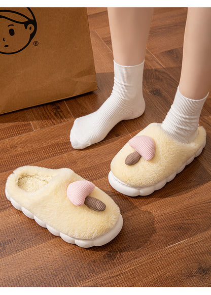 Cotton Slippers for Women Autumn and Winter 2025 New Couple Indoor Home Non-Slip Student Dormitory Fleece-Lined Thick-Soled Slippers for Men