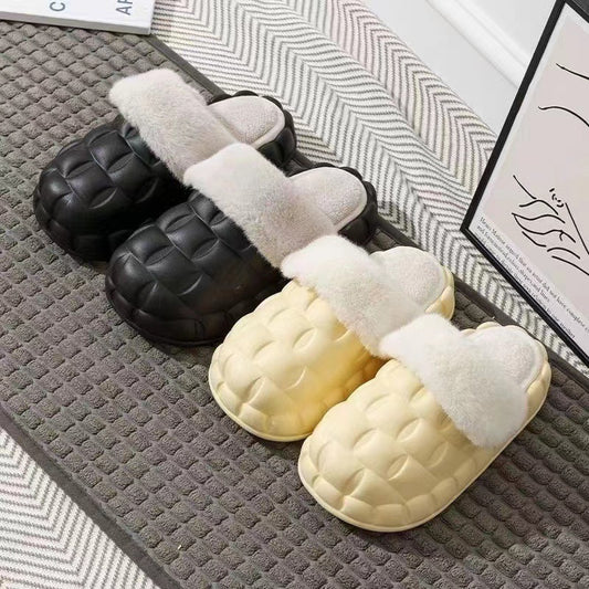 Women's Winter Cotton Slippers with a Stepping-On-Clouds Feel, Trendy Casual Closed-Toe Indoor Waterproof Warm Thick-Soled Cotton Slippers for Women by PDG ibma