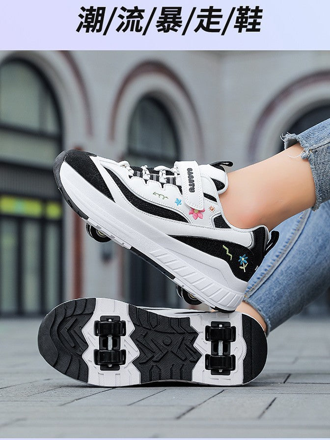 Girls' Heelys Sneakers 2025 Mesh Children's Shoes for Older Kids Roller Skates Girls' Four-Wheel Skates