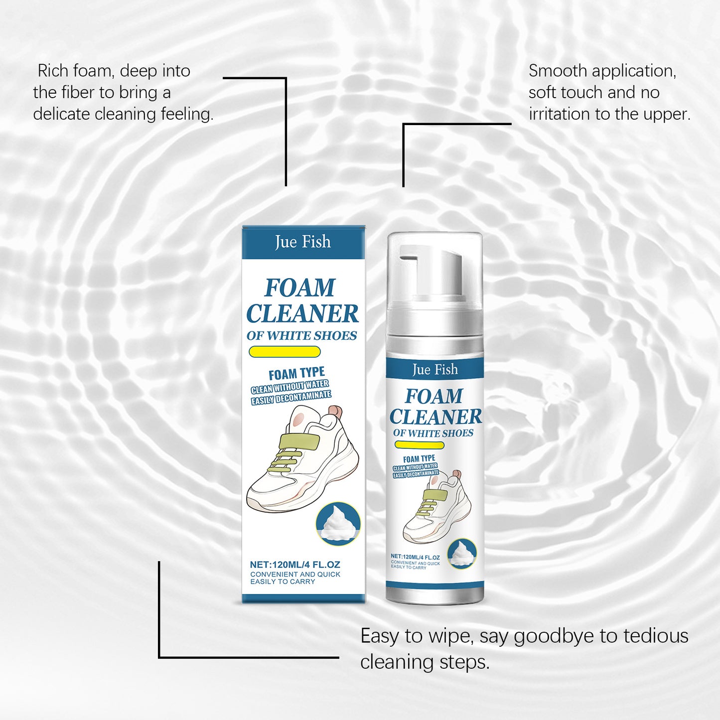 Jue Fish White Shoe Cleaner Cleans Stains and Prevents Oxidation, Daily Portable Cleaner for White Shoes