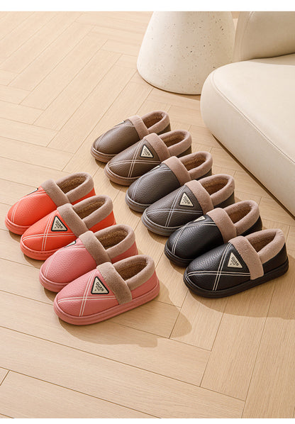 Plus Size 4647 Cotton Slippers for Men Waterproof Winter Indoor Home Non-Slip Warm Fleece-Lined Thickeneded Couple Cotton Shoes for Women