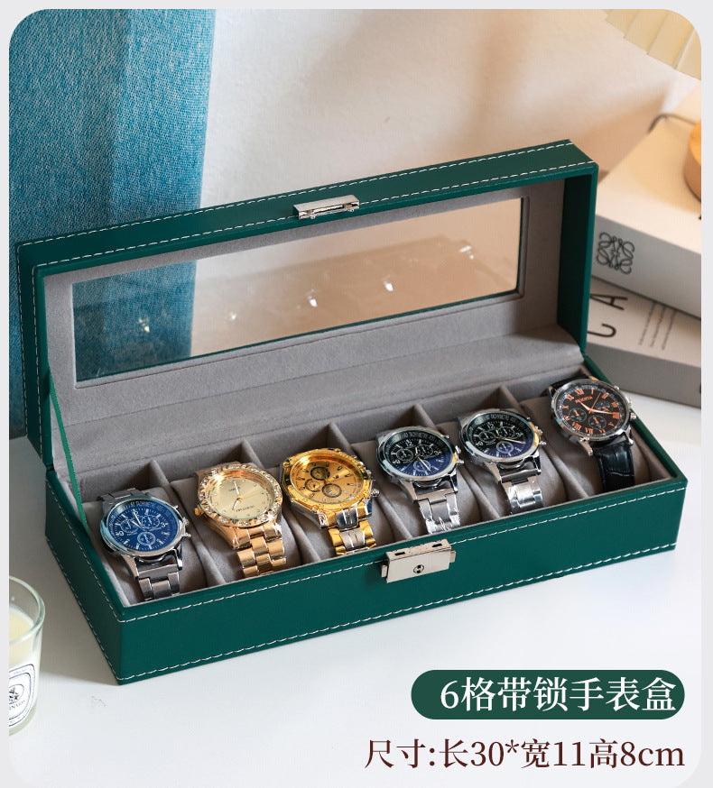 2025 New Leather Watch Box Storage Box with Lock Home Watch Organizer Display Box Mechanical Watch Jewelry Box