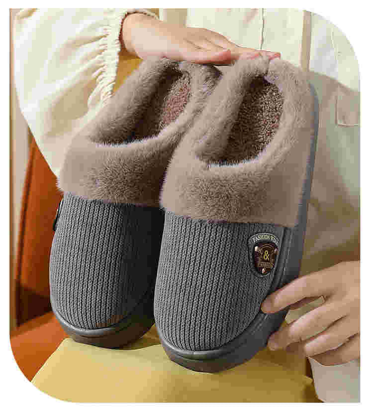 Autumn and Winter Cotton Slippers for Women 2025 New Home Indoor Couple Warm Plush Thickeneded Bottom Men's Cotton Slippers