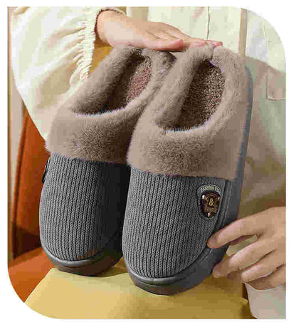 Autumn and Winter Cotton Slippers for Women 2025 New Home Indoor Couple Warm Plush Thickeneded Bottom Men's Cotton Slippers