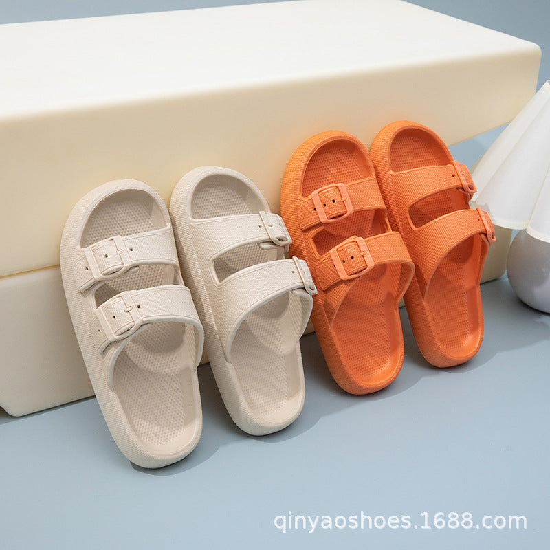 Double Strips Feeling EVA Slippers Women's Summer Bathing Slippers Home Sandals Men's Outdoor Beach Sandals