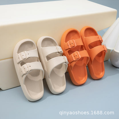 Double Strips Feeling EVA Slippers Women's Summer Bathing Slippers Home Sandals Men's Outdoor Beach Sandals