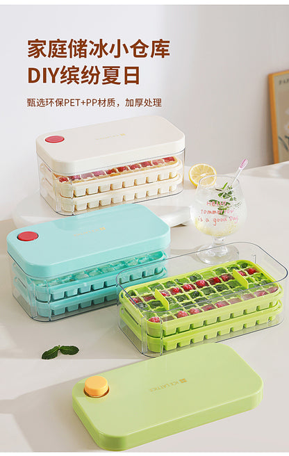 Ice Cube Mold Food Grade Household Pressed Ice Tray Large Capacity Ice Cube Storage Box Refrigerator Homemade Frozen Ice Artifact