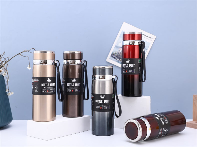 Large-Capacity Sling Pot 316 Stainless Steel Thermos Cup Outdoor Sports Rope Portable Travel Pot Car Water Cup