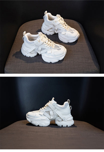Thick-Soled Dad Shoes for Women 2025 Summer New Versatile Height-Increasing Breathable Mesh Sports Casual Shoes Platform Heel