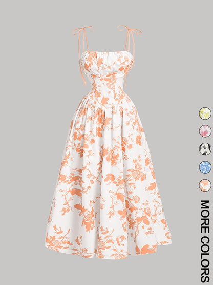 Amazon 2025 European and American New Women's Floral Printed Sling Homecoming dress Summer Sun Dress Spring Dress