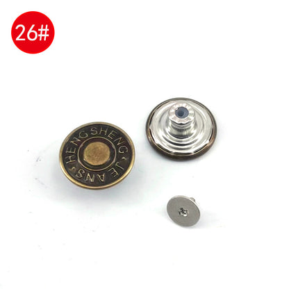 Wholesale In-Stock Waist-Cinching Button-Free Detachable Jeans Buttons, Eco-Friendly Buttons, Screw Metal I-Shaped Buckles