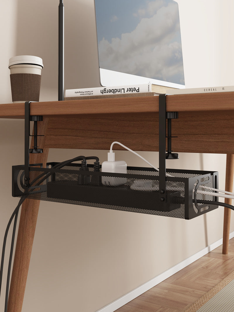 Cross-border desk under cable and wire management tray rack under counter finishing rack row storage rack socket organizer