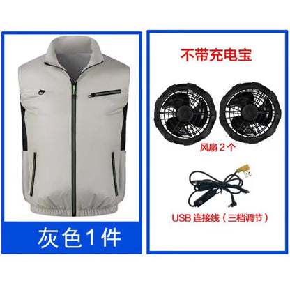New sleeveless fan clothing air conditioning clothing summer outdoor heatstroke cooling clothes with fan Japan and South Korea cross-border wholesale