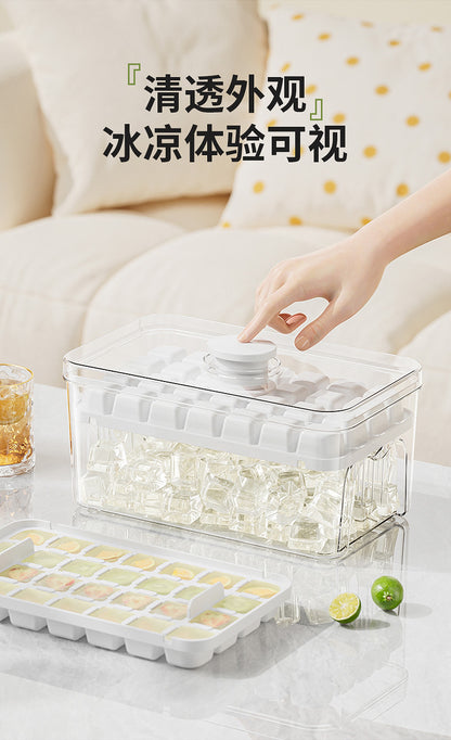 Cross-border pressing ice cube ice cube mould food grade pressing type household ice storage ice box with lid self-making ice box
