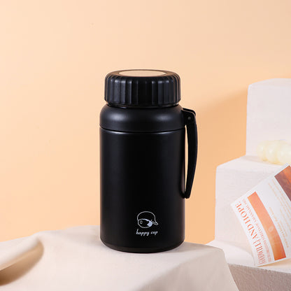 Cartoon cute high-value large-capacity new thermos stainless steel outdoor sports portable rope coffee cup