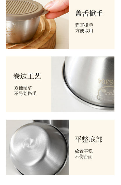 Cross-border 304 stainless steel sauce cup with lid 60ML spill-proof PE lid seasoning dish dipping cup