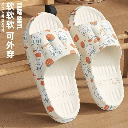 2025 New Summer Slippers for Women to Wear Outside Home Indoor Bathroom Bathing Pregnant Women Anti-Slip Anti-Odor Couple Sandals Slippers