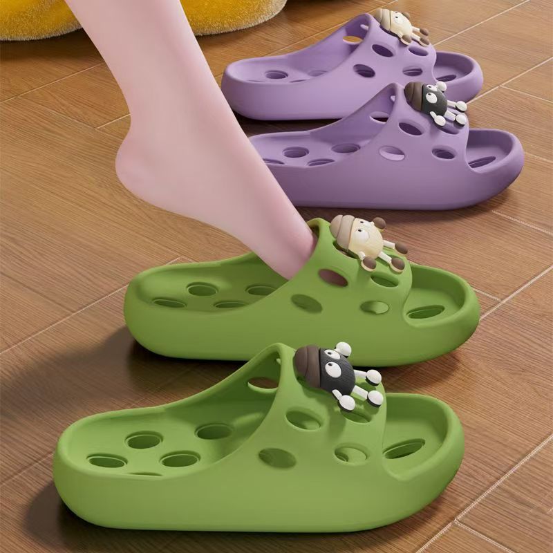 Bathroom Leaking Slippers for Women in Summer Indoor Home Use for Bathing Non-Slip Cut Out Quick-Drying Couple Non-Stinky Foot Sandals for Men