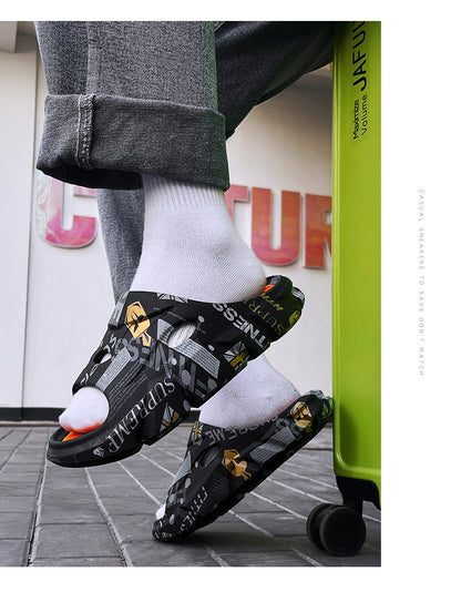 Coconut Slippers for Men to Wear Outside in Summer, Non-Slip Thick Soles for Stepping on Shit, Home Bathing, Men's Outdoor Sports Beach Sandals
