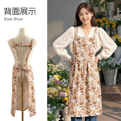 Floral Apron, High-Looking, Young Style, Anti-Fouling Suspenders, Flower Shop, Cafe, Cake Shop, Baking Work Clothes