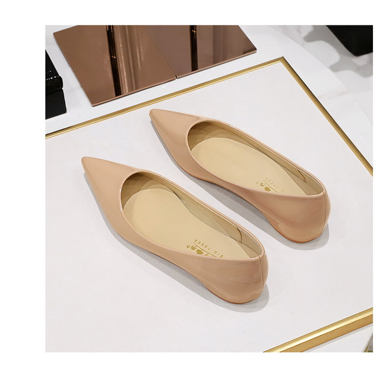 Patent Leather Women Flats Lady Sexy Evening Party Slip On Flat Shoes Women Sharp Pointed Low Heel Shoes Leisure Female Shoes