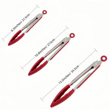 Cross-Border Black Silicone Clips, High Temperature Resistant Kitchen Food Frying Stainless Steel Fried Steak Clips, Special Food Clips for Cooking
