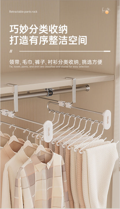 Pull-out trouser rack telescopic slide rail top trouser hanger clothes rail wardrobe built-in pants hanging pants hanging storage wholesale