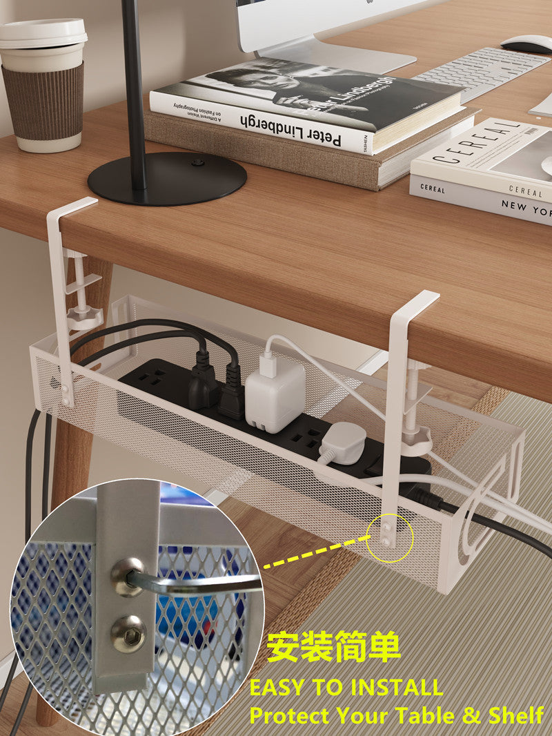 Cross-border desk under cable and wire management tray rack under counter finishing rack row storage rack socket organizer