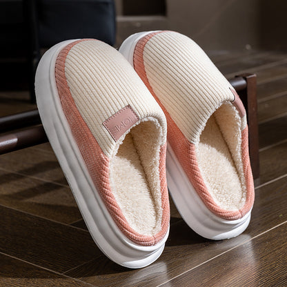 Non-Slip Simple Cotton Slippers for Men in Winter 2025 New Indoor Home Warm Plush Thickeneded Cotton Slippers for Women to Wear Outside