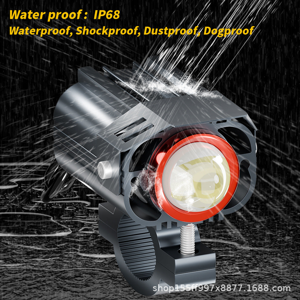 Cross-Border Motorcycle Led White and Yellow Double Low Beam Big Face Cat External Electric Vehicle Spotlight Headlight Modification