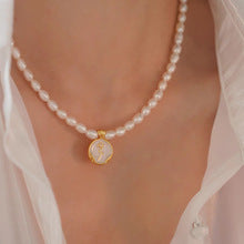 Natural Freshwater Non-nuclear Pearl Double Layer Overlapping Necklace Women's Mother-of-Fritillary Rose Pendant Gold Plated Sweet Light Luxury Set