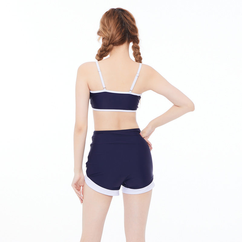 One-Piece Drop-Shipping Japanese and Korean Style Long-Sleeve Swimwear for Women, Two-Piece Conservative Sun-Protective Sports Swimsuit, Fresh Style for Students, Wholesale Swimwear