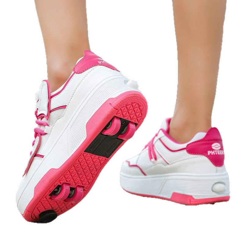 Cross-Border Supply of New Children's Four-Wheel Roller Skates for Girls and Primary School Students with Brakes and Invisible Pulley Sports Shoes