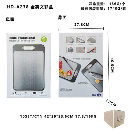 New in stock Amazon Explosions 3D Pattern Stainless Steel Cutting Board Titanium Cutting Board 304 Double-sided Cutting Board