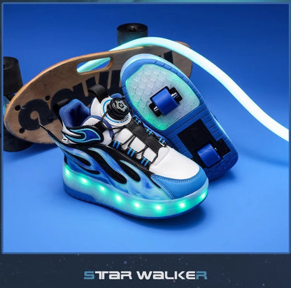 Children's Heelys Shoes, Retractable and Lighted, Boys' Flying Shoes with Wheels, Primary School Students' Roller Skate Shoes