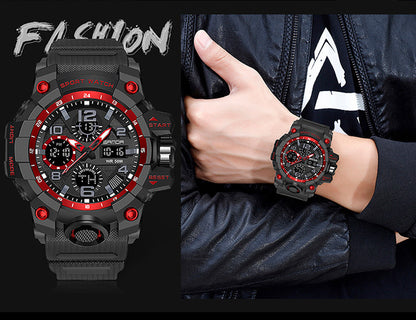 Sanda Hot-Selling Watch Korean Version Student Party Multi-Functional Waterproof Alarm Clock Electronic Watch Cool Dual Display Luminous Sports Watch by PDG ibma