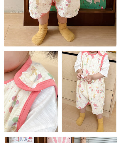 Baby Vest Sleeping Bag Summer Thin Gauze Pure Cotton Baby Kick-proof Sleeveless Children's Pajamas Air-conditioned Room Anti-cold