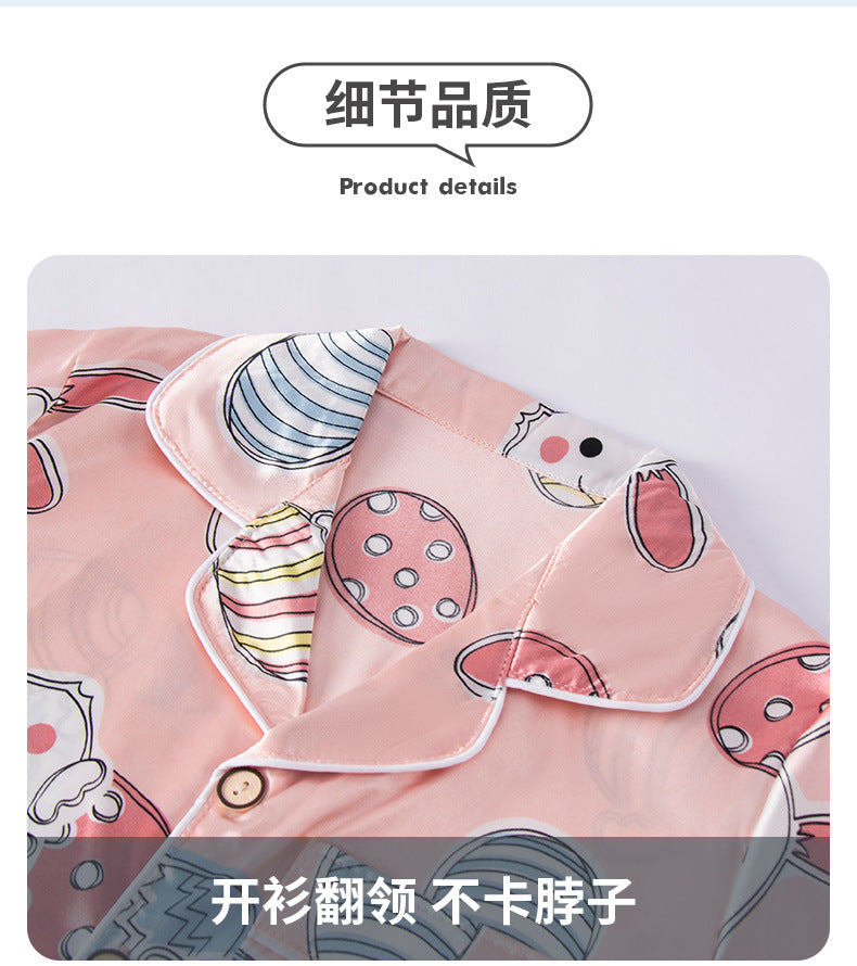 Children's Home Suit Summer Thin Boys and Girls Short-sleeved Cropped Pants Air-conditioning Suit 3-8 Children's Pajamas