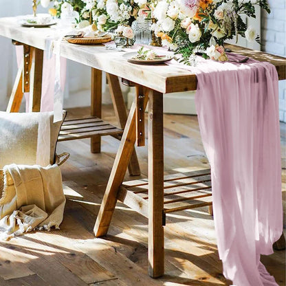 Bali Crepe Table Flag Foreign Trade Western Tablecloth Light Luxury High-End Wedding Party Decoration Pleated Table Flag Wholesale