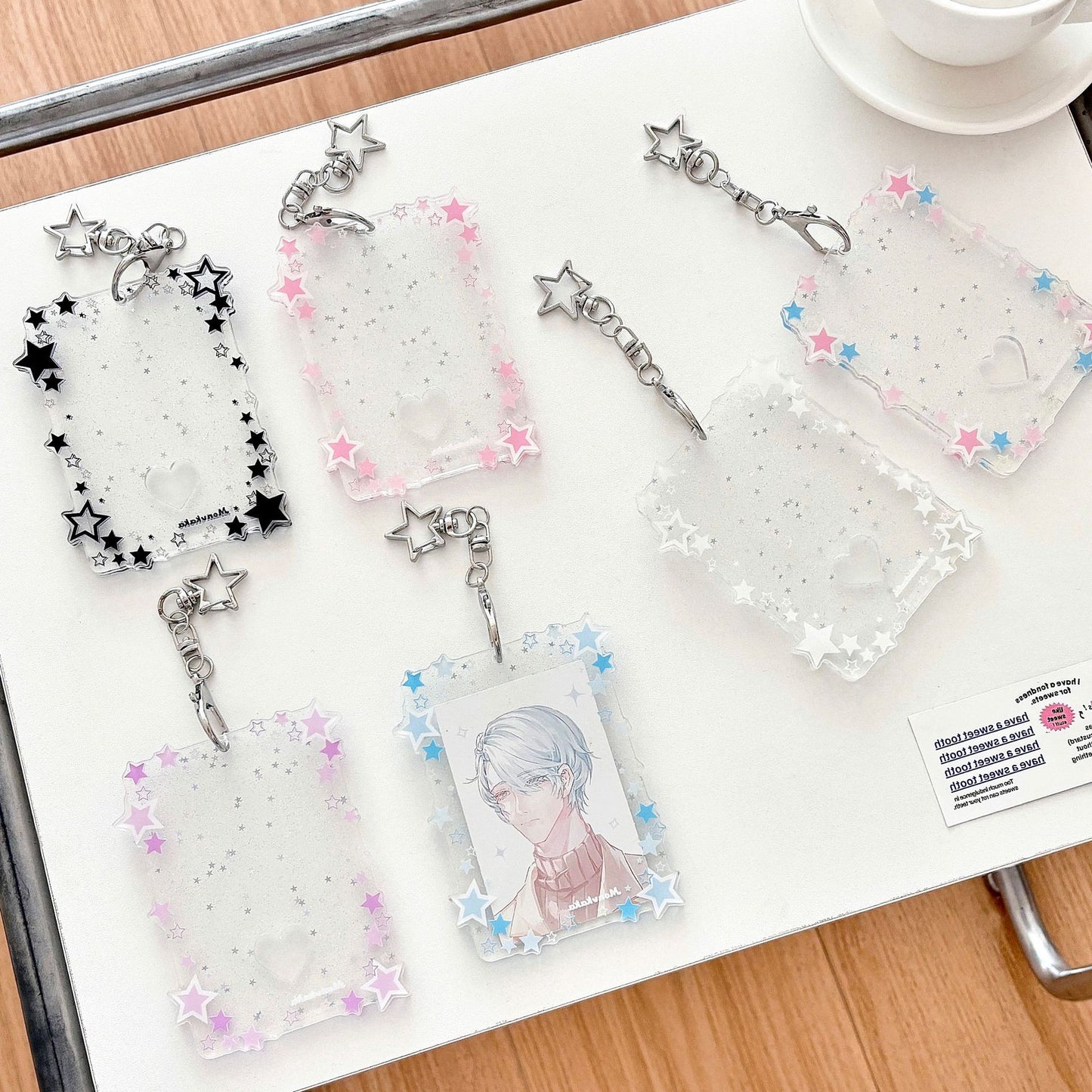 Original Glitter Star Version Card Holder Fan Small Card 3inch Acrylic Card Holder Small Card Polaroid Card Holder Gumei
