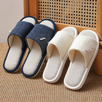 Linen Slippers for Men 2025 New Summer Indoor Home Soft-Soled Non-Slip Breathable Deodorant Cotton and Linen Slippers for Men