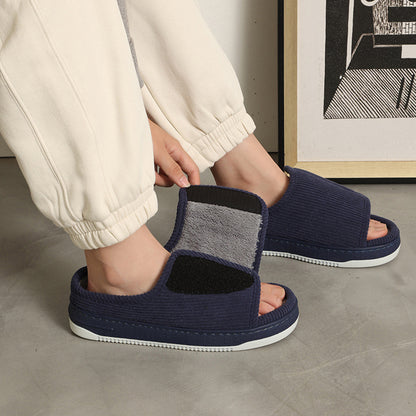 Factory direct wholesale Velcro loose feet wide fat swollen adjust middle-aged men's and women's cloth shoes linen slippers foreign trade
