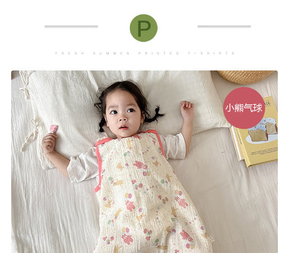 Baby Vest Sleeping Bag Summer Thin Gauze Pure Cotton Baby Kick-proof Sleeveless Children's Pajamas Air-conditioned Room Anti-cold