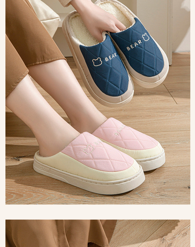 Winter Cotton Slippers for Men, Non-Slip, Wear-Resistant, Thickeneded, Lightweight, Outdoor Wear, Couple Style, Indoor Home, Warm Cartoon Cotton Slippers for Women